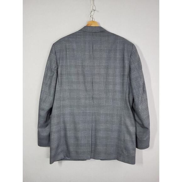 Vintage Ralph Lauren Blue Label Men’s 42L Silk Wool Gray Plaid Sport Coat Long - Picture 5 of 13